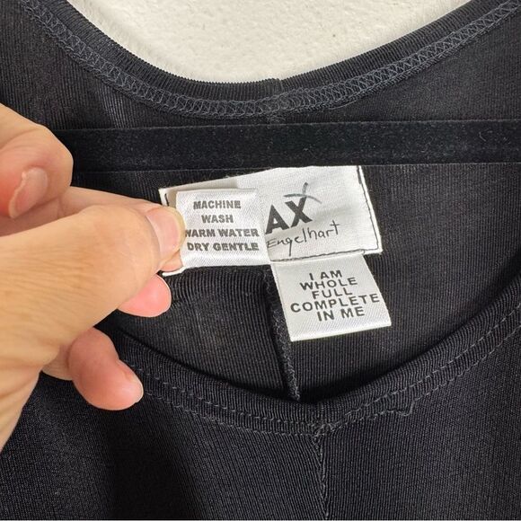 Flax Black Maxi Dress Slinky Knit Long Sleeve Minimalist Capsule Witchy Medium - Picture 4 of 5